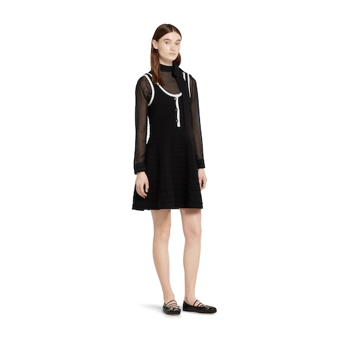 Tweed wool dress with embroidery