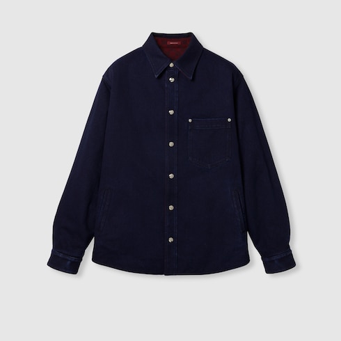 Camicia reversibile in denim e flanella