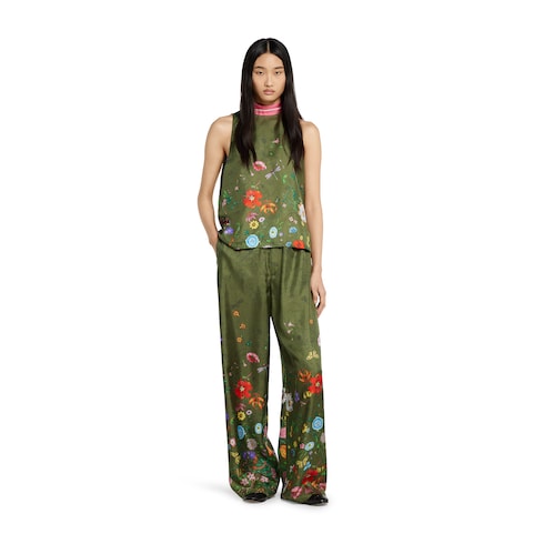 Printed silk pants
