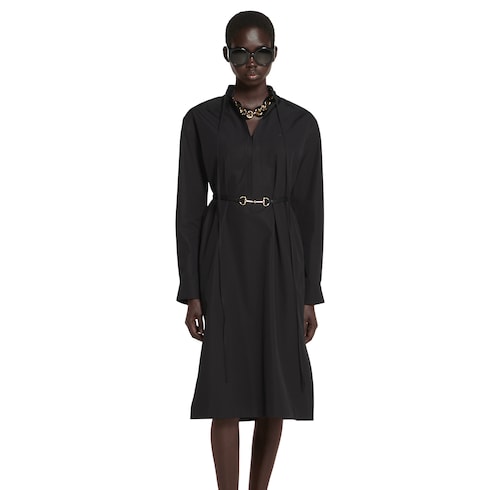 Kleid aus Baumwollpopeline mit Horsebit-Gürtel