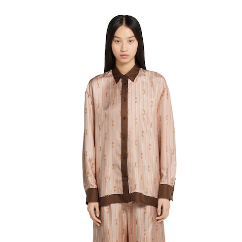 Printed silk twill shirt