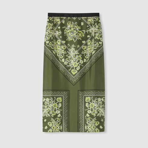 Jupe en twill de soie imprimé