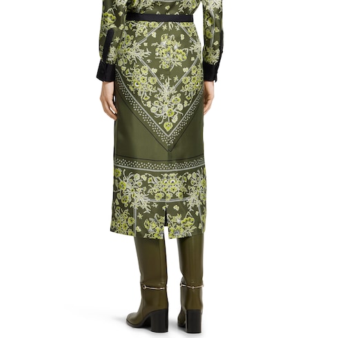Printed silk twill skirt