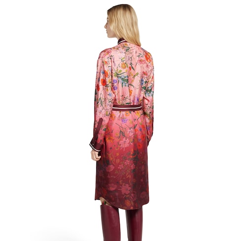 Robe chemise en twill de soie imprimé