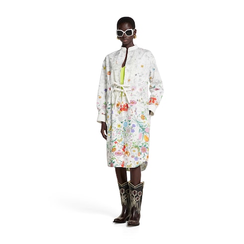 Printed cotton poplin dress