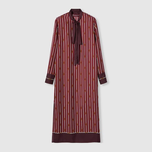 Robe en twill de soie imprimé avec nœud