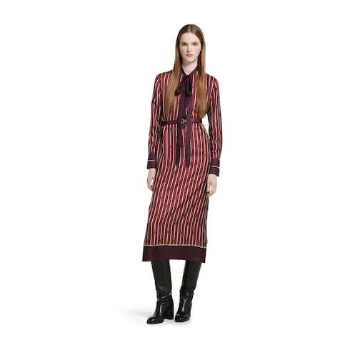 Robe en twill de soie imprimé avec nœud