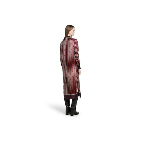 Printed silk twill dress with bow