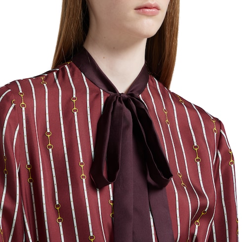 Robe en twill de soie imprimé avec nœud