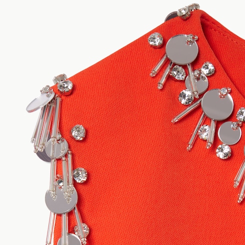Crêpe wool silk top with embroidery