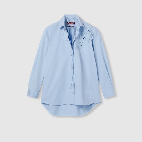 Camicia in popeline di cotone con ricamo