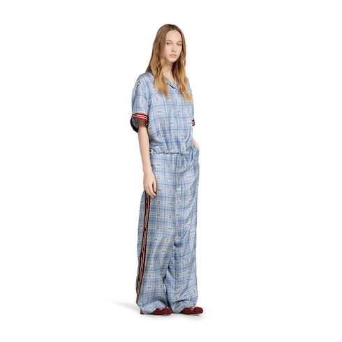 Pantalone in twill di seta stampato