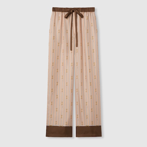 Pantalone in twill di seta stampato