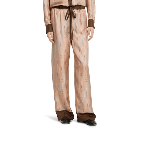 Printed silk twill pants