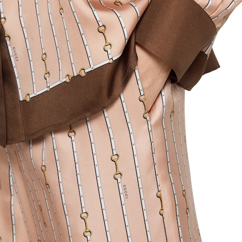 Pantalone in twill di seta stampato