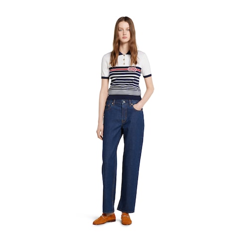 Poloshirt aus Baumwolle mit Nadelstich und Intarsie