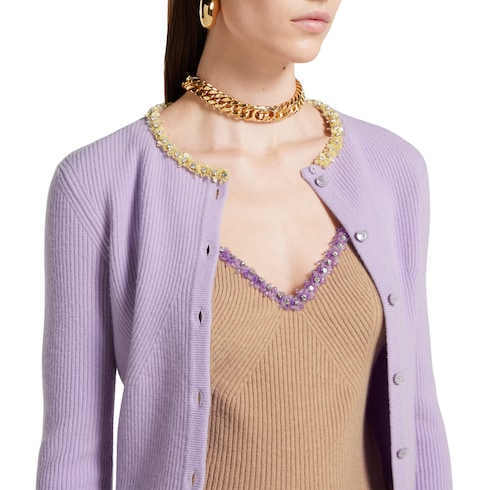 Rib felted wool top with embroidery