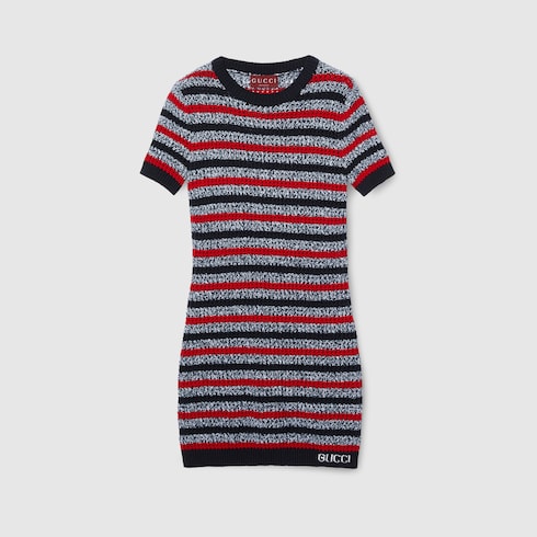 Striped fine cotton knit dress