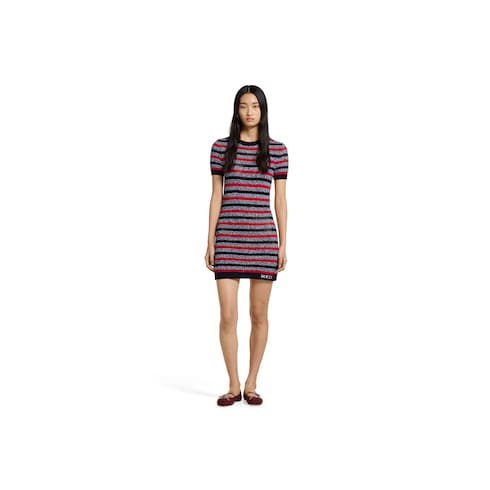 Striped fine cotton knit dress
