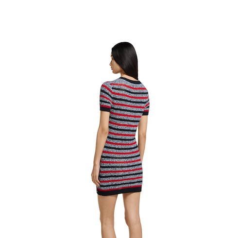 Striped fine cotton knit dress
