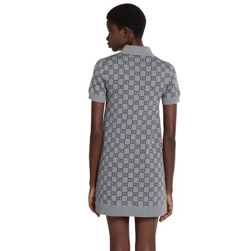 Abito polo in lana GG jacquard