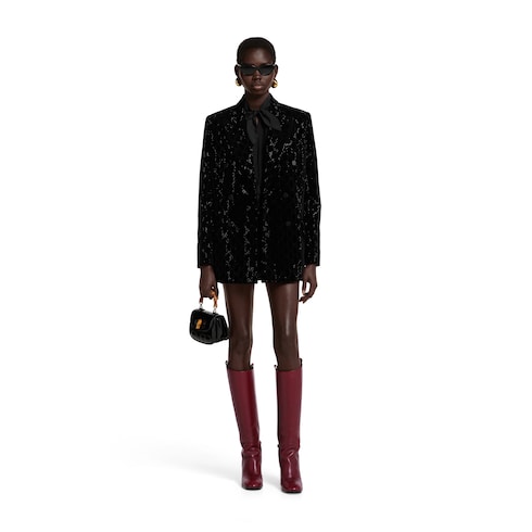 Embroidered cotton velvet jacket