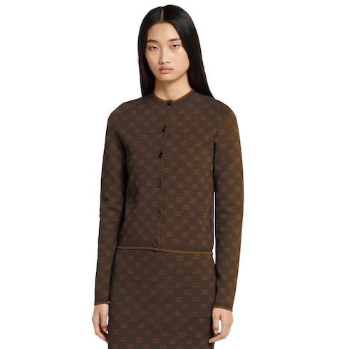 Stretch GG viscose jacquard cardigan