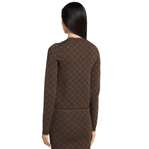 Stretch GG viscose jacquard cardigan