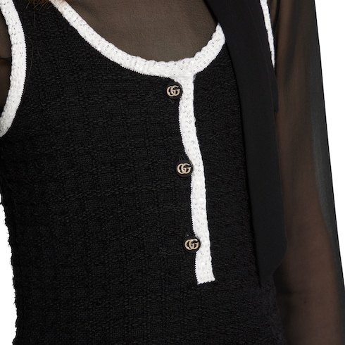 Tweed wool dress with embroidery