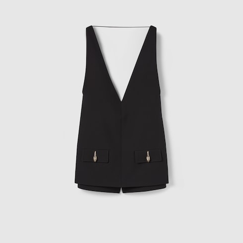 Crêpe wool silk jumpsuit with tiger