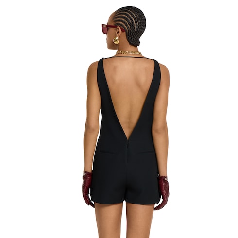 Crêpe wool silk jumpsuit with tiger