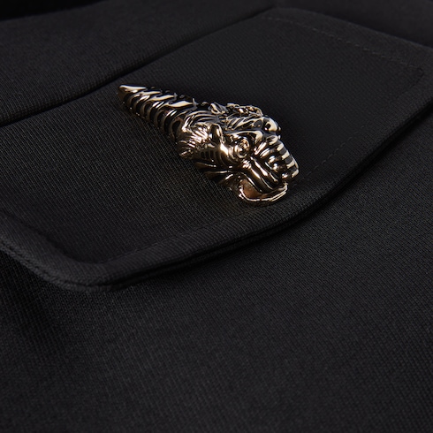 Combinaison en crêpe de laine et soie avec tigre