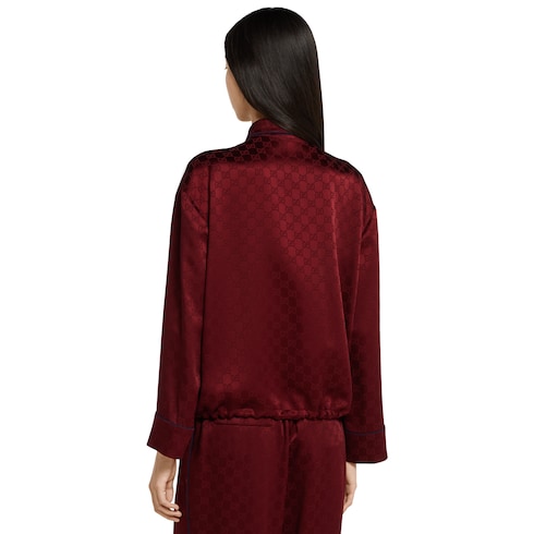 GG satin shirt with tie waist