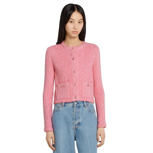 Fine viscose jacquard cardigan