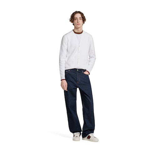 Cotton piquet knit cardigan 