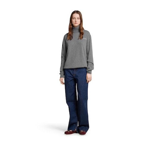 Cashmere turtleneck with intarsia