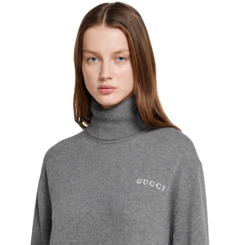 Cashmere turtleneck with intarsia