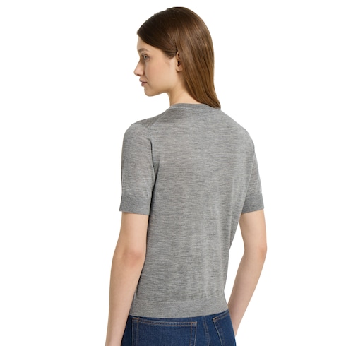 Cashmere silk top with intarsia