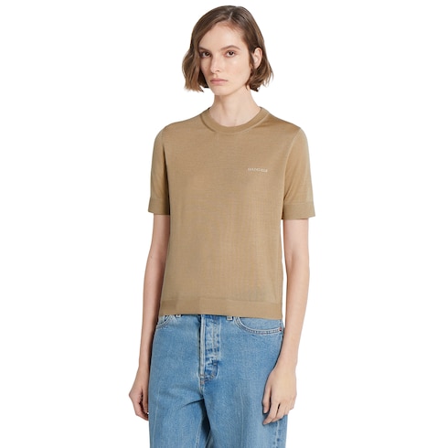 Top in cashmere e seta con intarsio