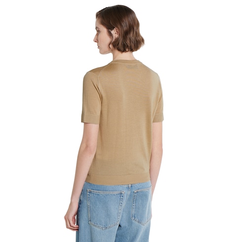 Top de cashmere y seda con intarsia