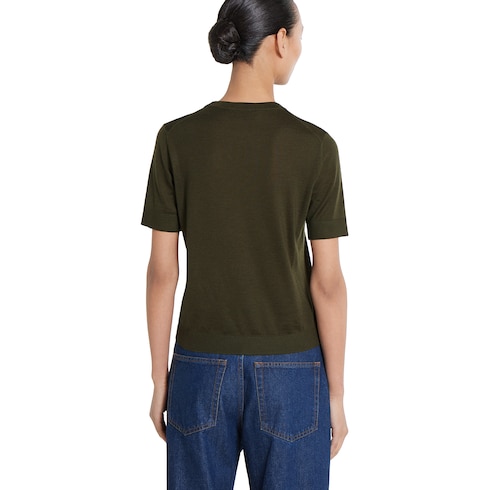 Top in cashmere e seta con intarsio