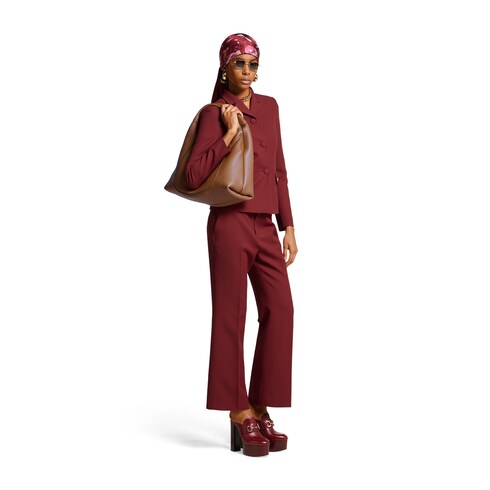 Pantalon en laine et soie avec broderie