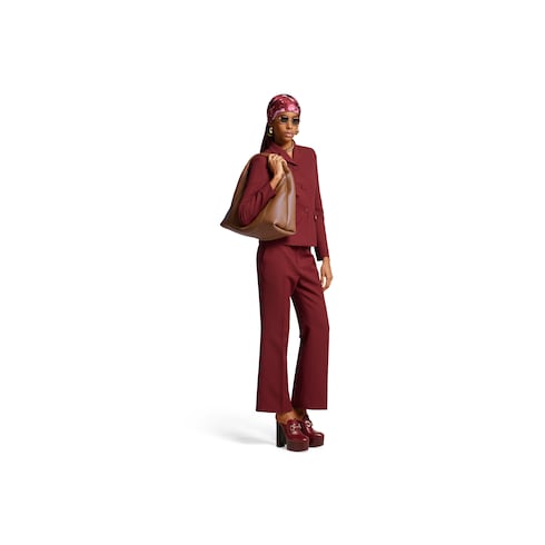 Wool silk pants with embroidery