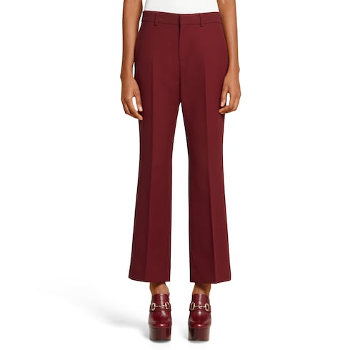 Pantalone in lana e seta con ricamo