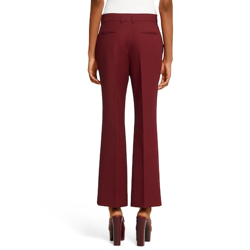 Wool silk pants with embroidery