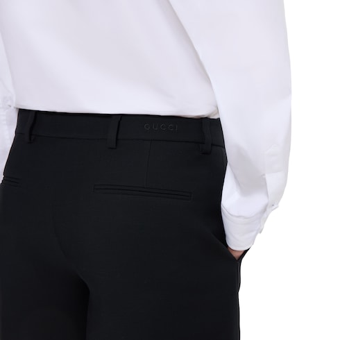 Wool silk shorts with embroidery