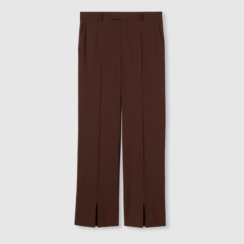 Pantalón de lana elástica con bordado