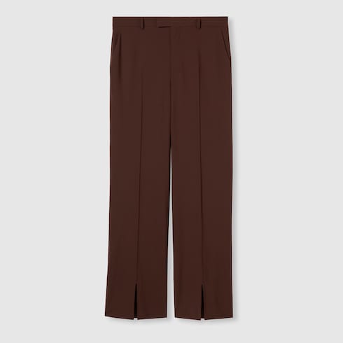 Pantalone in lana stretch con ricamo