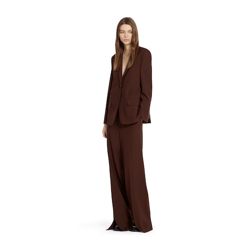 Pantalone in lana stretch con ricamo