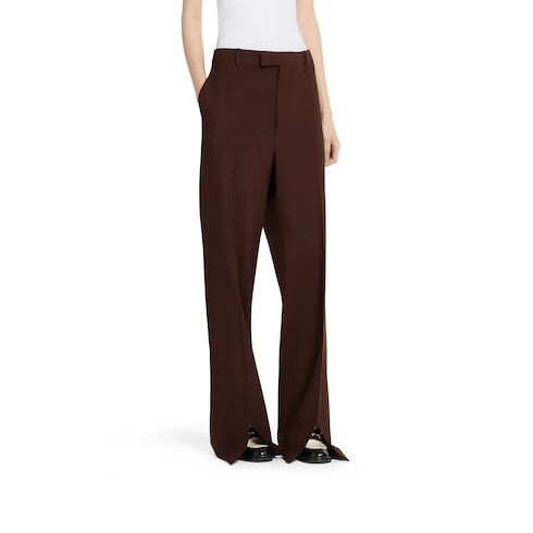 Pantalone in lana stretch con ricamo